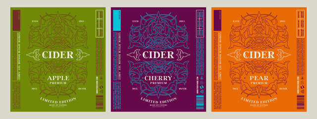 Set of template decorative label for cider