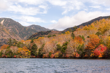 Wall Mural - mountain and lake in autumn season