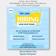 we are hiring social media post job vacancy banner square template