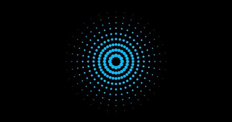 Wall Mural - Animation of blue rings sound wave. Identification process. Abstract concept. Sound wave wallpaper. Radio station signal. Black background. 4k resolution. Loop out. 