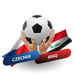 Soccer football competition match, national teams czechia vs iraq