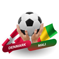 Soccer football competition match, national teams denmark vs mali