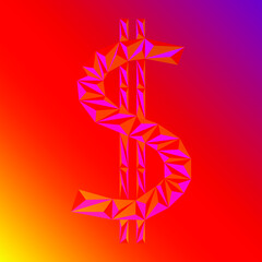 Wall Mural - Dollar icon in the color of instagram on the background of the colors of instagram.