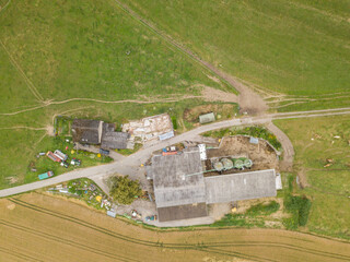 Sticker - Aerial view of farm house in rural area in Switzerland