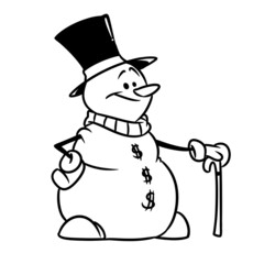 Wall Mural - Rich sir businessman snowman top hat illustration cartoon contour