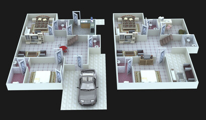 Wall Mural - A 3D floor plan design