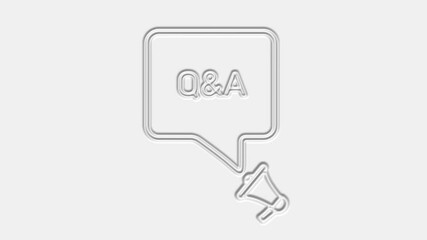 Aufkleber - Q and A. Megaphone with q and a text speech bubble banner. Loudspeaker. 4K video motion graphic