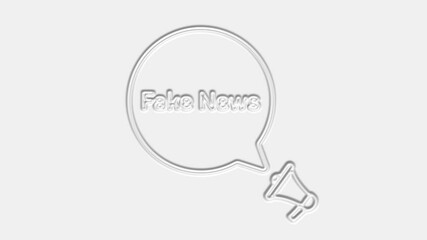 Aufkleber - Fake news text. Megaphone with text fake news speech bubble banner. Loudspeaker. 4K video motion graphic