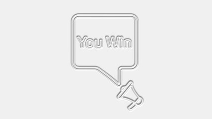 Aufkleber - You win. Megaphone with you win text speech bubble banner. Loudspeaker. 4K video motion graphic