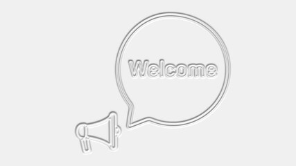 Fototapete - Welcome text. Megaphone with text welcome speech bubble banner. Loudspeaker. 4K video motion graphic