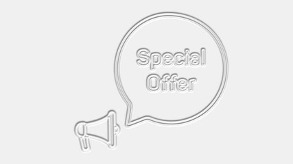 Poster - Special offer text. Megaphone with text special offer speech bubble banner. Loudspeaker. 4K video motion graphic
