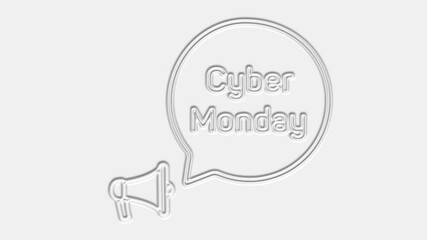 Poster - Cyber Monday text. Megaphone with text cyber monday speech bubble banner. Loudspeaker. 4K video motion graphic