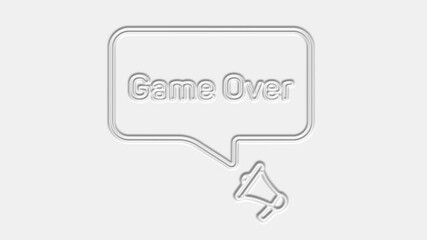 Fototapete - Game over text. Megaphone with text game over speech bubble banner. Loudspeaker. 4K video motion graphic
