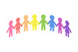 Paper people chain holding hands in a semi circle as colorful vector