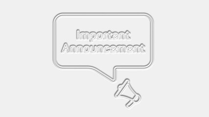 Aufkleber - Important Announcement text. Megaphone with text important announcement speech bubble banner. Loudspeaker. 4K video motion graphic