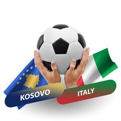 Soccer football competition match, national teams kosovo vs italy