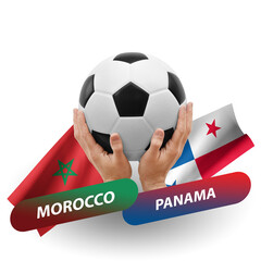 Soccer football competition match, national teams morocco vs panama