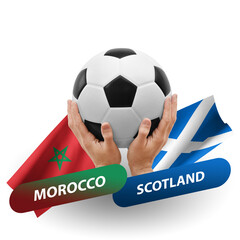 Soccer football competition match, national teams morocco vs scotland