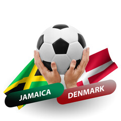 Soccer football competition match, national teams jamaica vs denmark