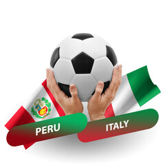 Soccer football competition match, national teams peru vs italy