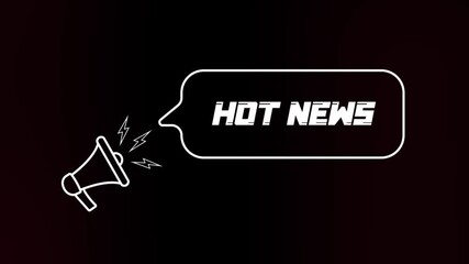 Aufkleber - Megaphone with speech bubble and the Hot news text on old tv glitch interference screen. Animation of retro hot news text. 4K video motion graphic