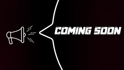 Aufkleber - Megaphone with speech bubble and the Coming soon text on old tv glitch interference screen. Animation of retro coming soon text. 4K video motion graphic