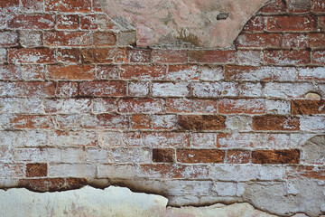 Wall Mural - Old weathered Broken Brick wall fragment .