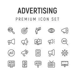 Sticker - Line stroke set of advertising icons.