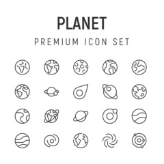 Canvas Print - Premium pack of planet line icons.