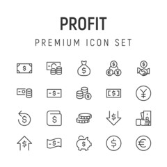 Wall Mural - Simple line set of profit icons.