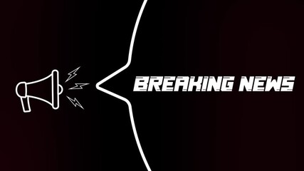 Poster - Megaphone with speech bubble and Breaking news text on old tv glitch interference screen. Animation of retro breaking news text. 4K video motion graphic