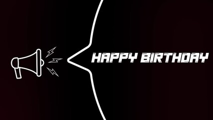 Fototapete - Megaphone with speech bubble and the Happy Birthday text on old tv glitch interference screen. Animation of retro happy birthday text. 4K video motion graphic