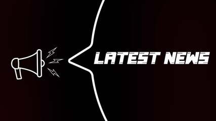 Aufkleber - Megaphone with speech bubble and Latest news text on old tv glitch interference screen. Animation of retro latest news text. 4K video motion graphic