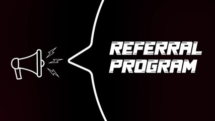 Aufkleber - Megaphone with speech bubble and Referral program text on old tv glitch interference screen. Animation of retro referral program text. 4K video motion graphic
