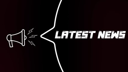 Aufkleber - Megaphone with speech bubble and the Latest news text on old tv glitch interference screen. Animation of retro latest news text. 4K video motion graphic