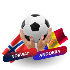 Soccer football competition match, national teams norway vs andorra