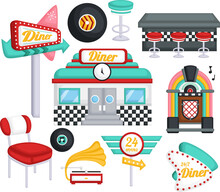 A Vector Of Diner Restaurant And Equipment
