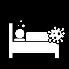 Sticker - Hospital bed icon isolated on dark background