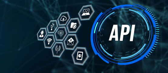 Internet, business, Technology and network concept. Application Programming Interface. Software development tool. 3d illustration.