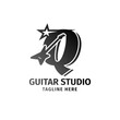 © badutsirkus - letter Q electric guitar and star decoration vector logo design element