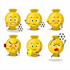 Poster - Yellow candy wrap cartoon character working as a Football referee