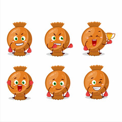 Poster - A sporty orange candy wrap boxing athlete cartoon mascot design