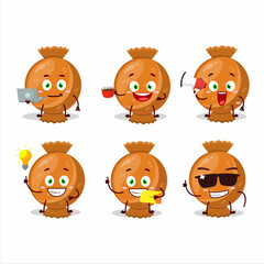 Sticker - Orange candy wrap cartoon character with various types of business emoticons