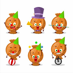 Sticker - Cartoon character of orange candy wrap with various circus shows