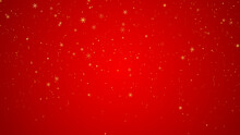 Golden Snowflakes And Snow Fall On A Red Background