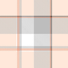 Seamless Plaid Pattern In Pale Coral, Pastel Gray And White. 