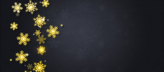 Wall Mural - golden snowflakes banner