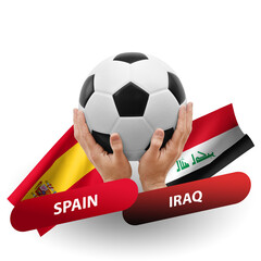 Soccer football competition match, national teams spain vs iraq