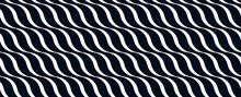 Wavy Lines Water Seamless Pattern Vector, 3D Dimensional Endless Background Wallpaper Design Image, Geometric Stripy Curved Tillable Texture.