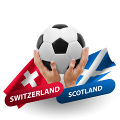 Soccer football competition match, national teams switzerland vs scotland